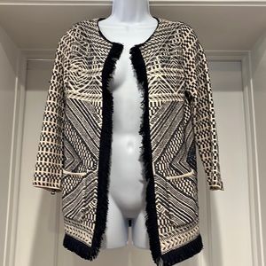 Lucky Brand Women’s Woven Blazer Blue, Navy and Cream Size XS Cotton